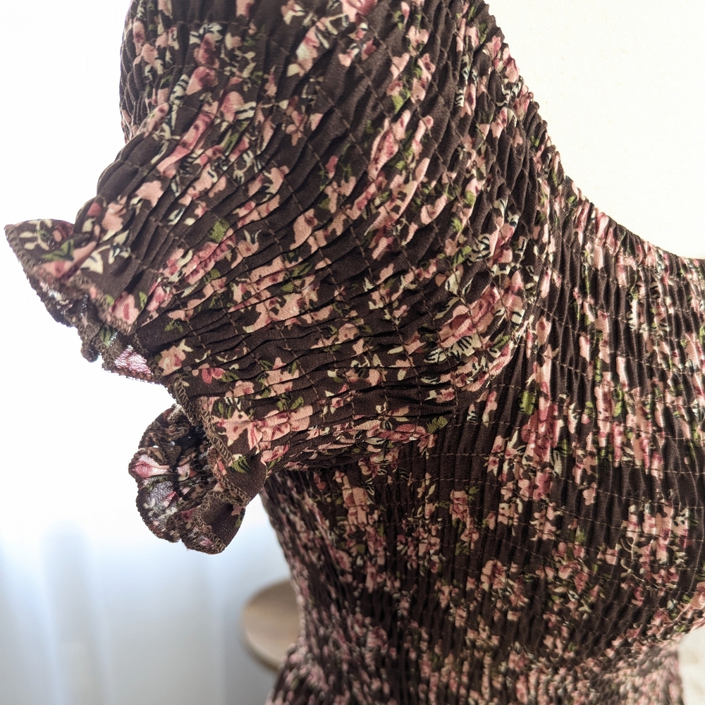 NWOT Off Shoulder Floral Maxi Dress Spring Cottagecore Festival Boho Western XS - Picture 8 of 16
